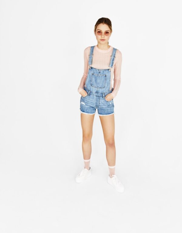 Short denim dungarees