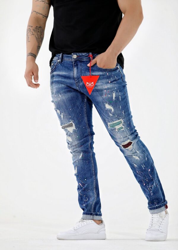 Jeans OiO Strong Blue With Paint & Stones Model 9084